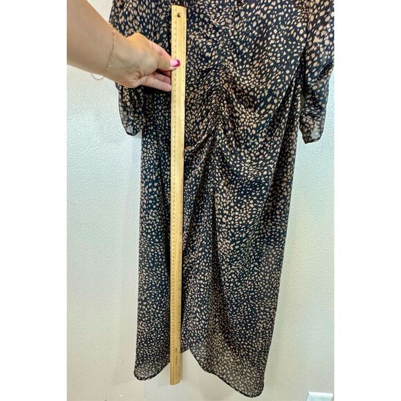 ASTR The Label Animal Front Ruched Fitted Bodice Tulip Hem Women's Midi Dress XS - Picture 11 of 14